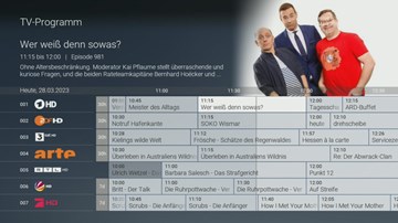 IPTV Programmübersicht enviaTEL TV- Programmübersicht mit verschiedenen Sendern