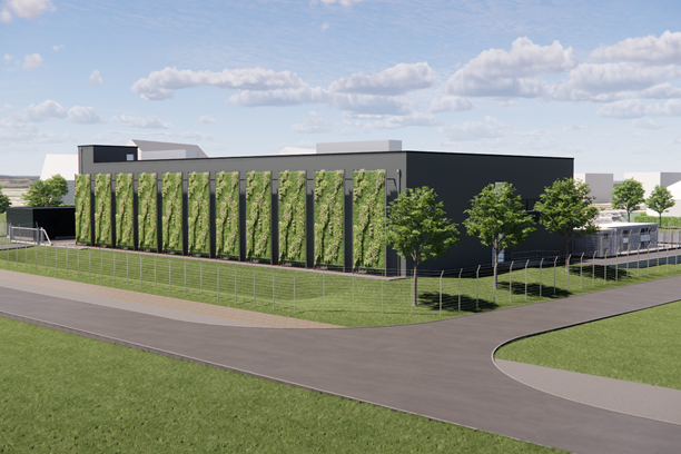 3D-Ansicht Begrünungsanlage 3D-Grafik der Begrünungsanlage des Datacenter Hannover
