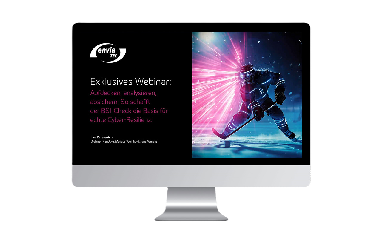 Cybersecruity-webcast Monitor mit Cybersecurity Webcastaufblendung