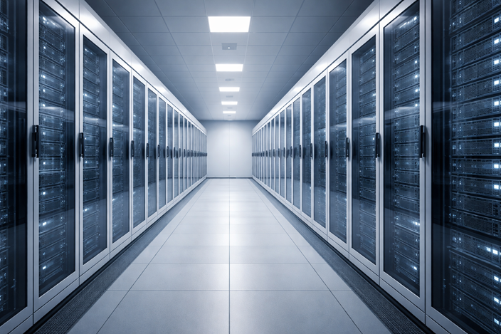 Motiv Servergang Ausschnitt eines Kaltgangs im Serverraum