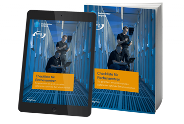 Checkliste für Rechenzentren Cover des Whitepapers auf einem E-Book und einem Buch dargestellt