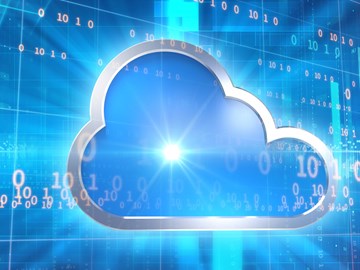 Cloud-Transformation Digitale Wolke auf blauem Hintergrund